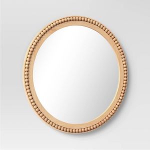 Threshold | Accents | Threshold Nwt Dia Round Wooden Beaded Wall Mirror ...